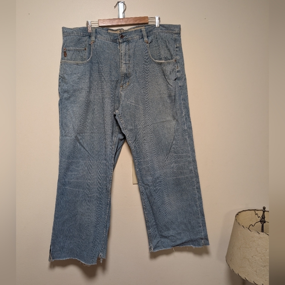 Pepe Jeans London Light Wash Relaxed Fit Denim Raw Hem Size 44 - Picture 3 of 16